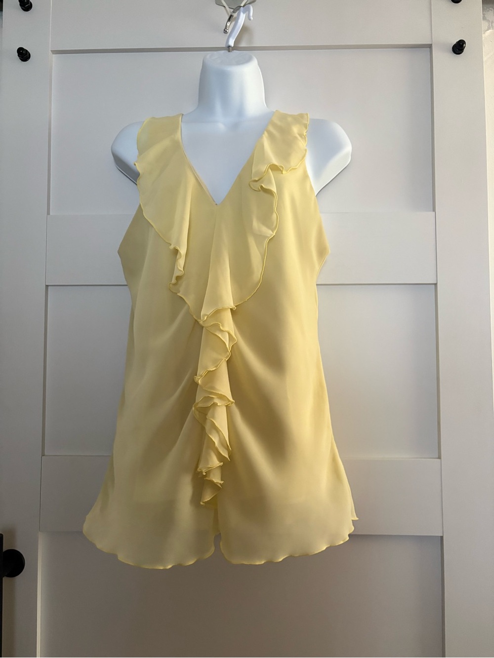 BCX Light Yellow Ruffle V-Neck Camisole